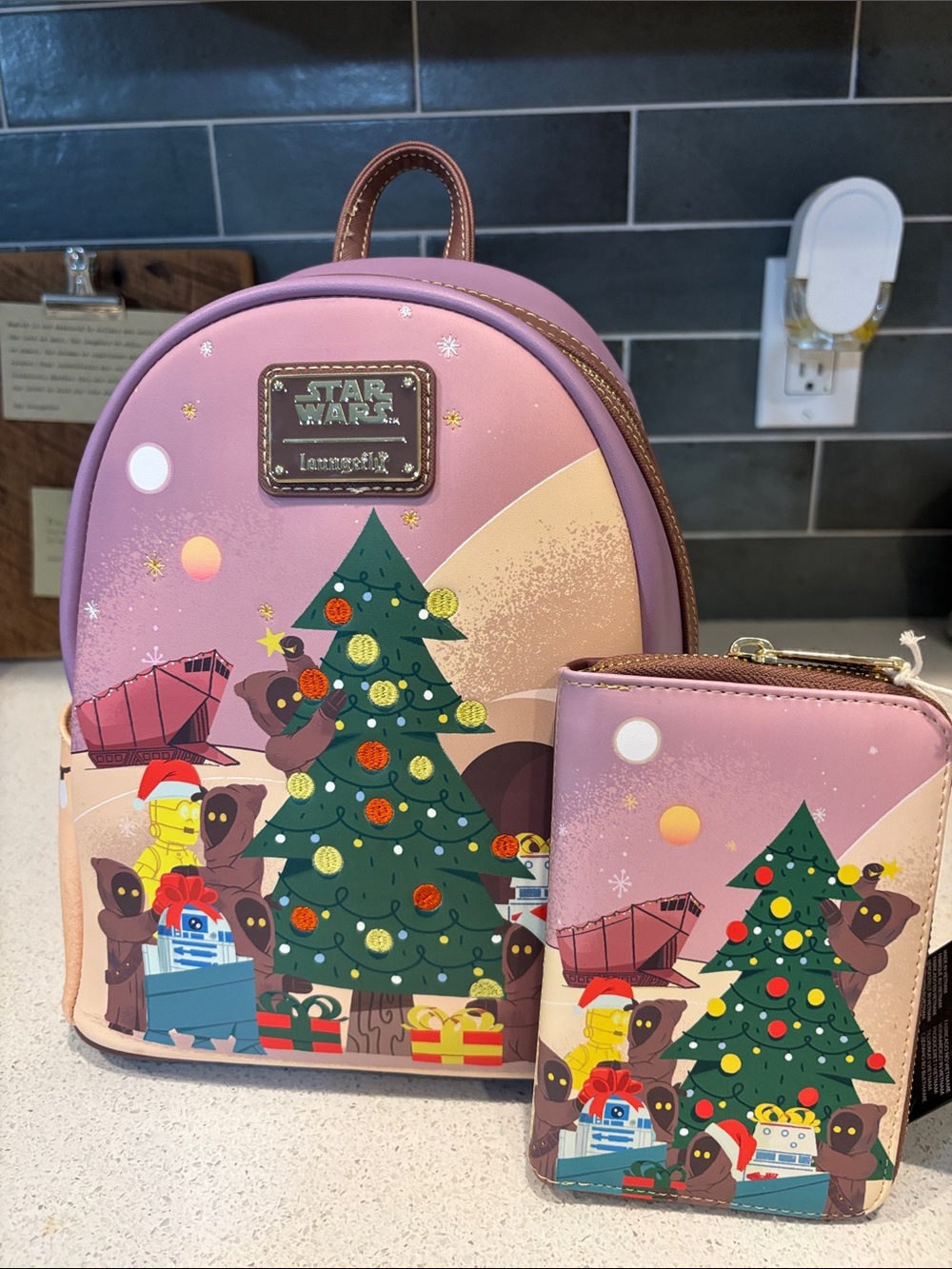Jawa Star Wars Christmas Tree Lounging Backpack and Wallet Set NWT
